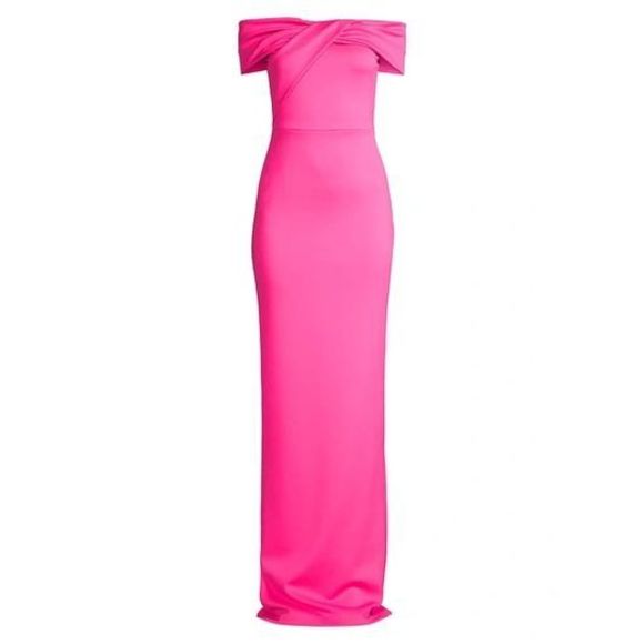 Black Halo Lilliana Draped Off-The-Shoulder Gown - Picture 1 of 7